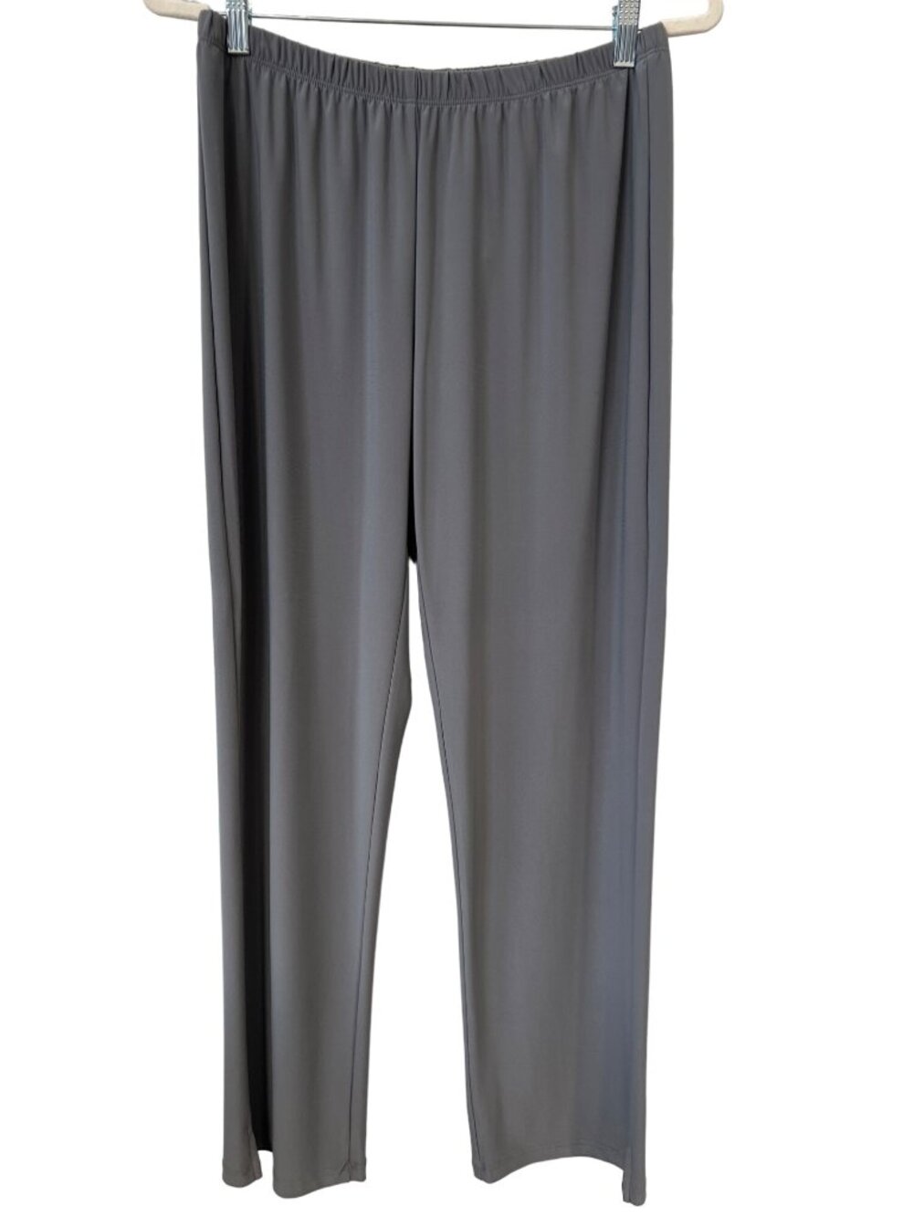 Sun Kim Pants Large Straight Leg Pull On Elastic Waist Gray Loungewear Comfy